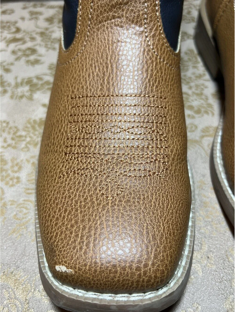 Roper Western Boots Mens Square Stitch Black/Brown Size 7.5